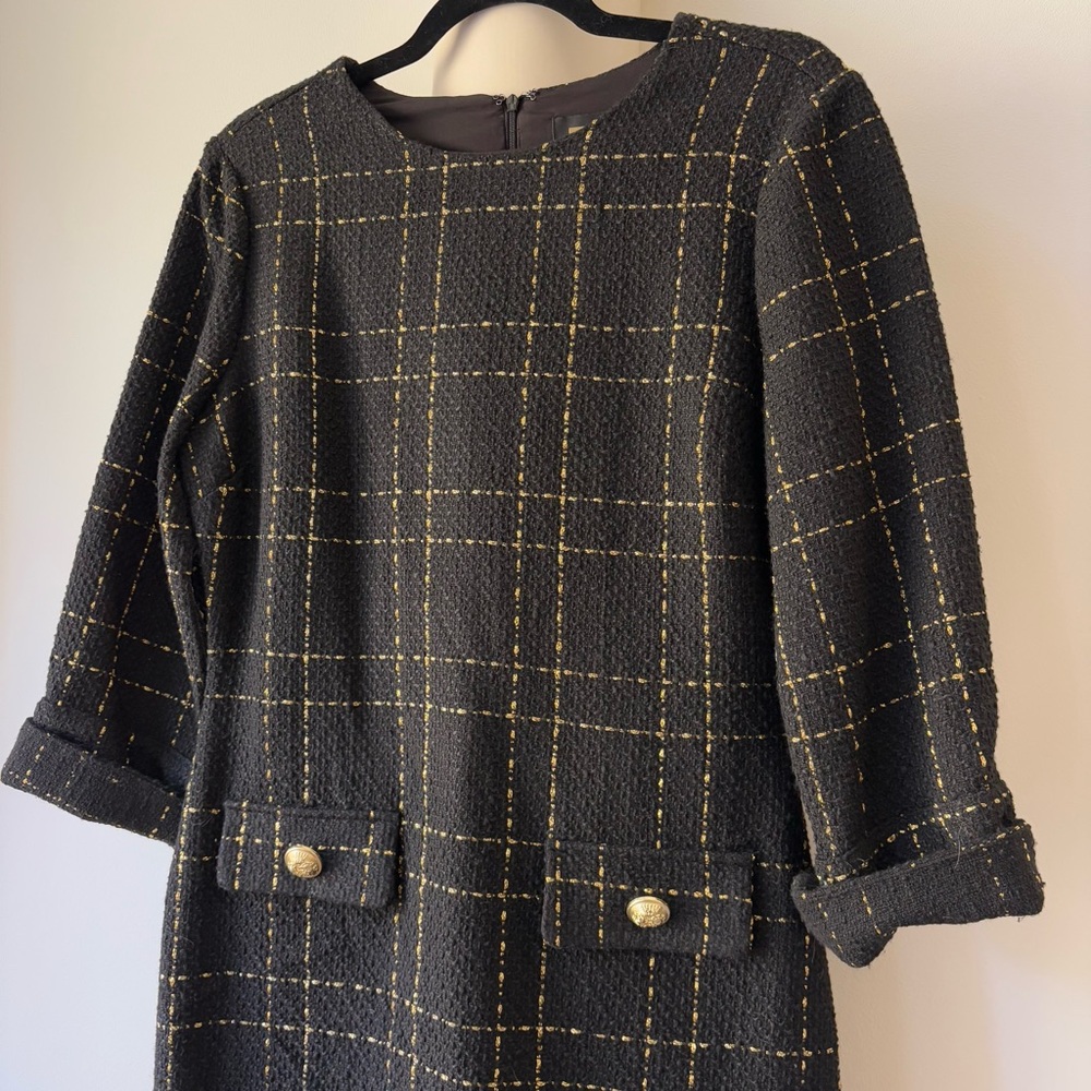 NWT Alexia Admor Windowpane 3/4 Sleeve Tweed Shift Dress - 10 - Picture 11 of 11